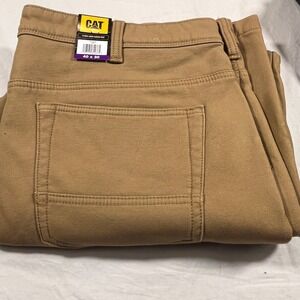 CAT Fleece Lined Canvas Pant Mens 40x30 Tan NEW Fleece Lined Heavy Duty Workwear